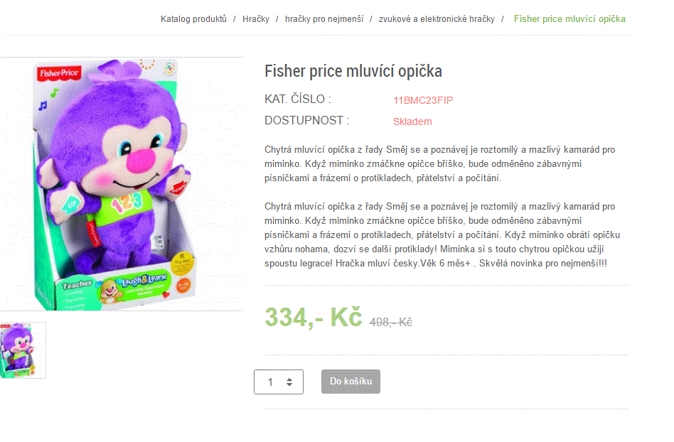 Chytrá mluvící opička Fisher Price