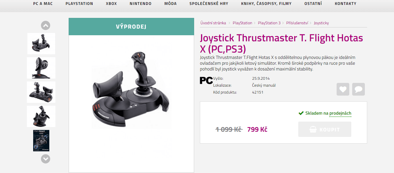 Letecký joystick Thrustmaster T.Flight Hotas X
