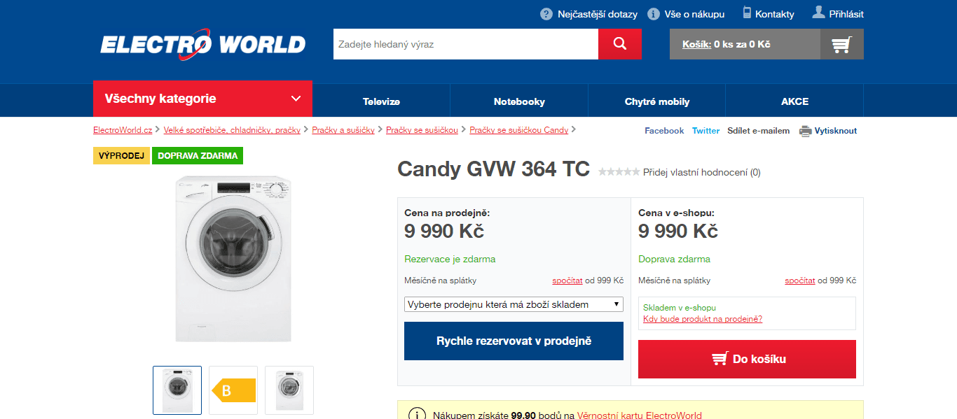 Pračka se sušičkou Candy 6/4 kg, 1300 ot., 42cm