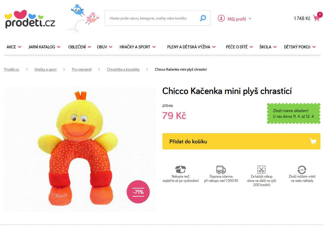 Chicco Kačenka mini plyš chrastící