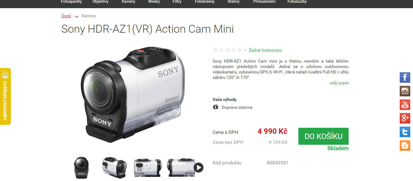 Akční kamera Sony Action Cam Mini HDR