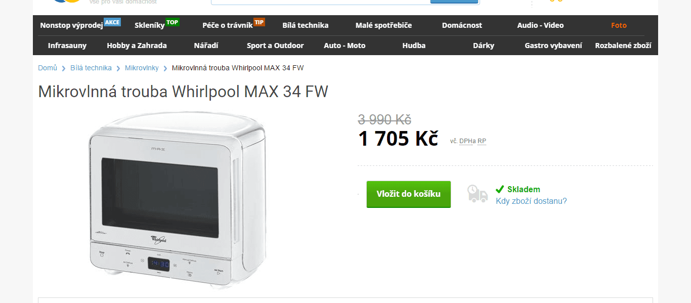 Mikrovlnná trouba Whirlpool MAX 34 