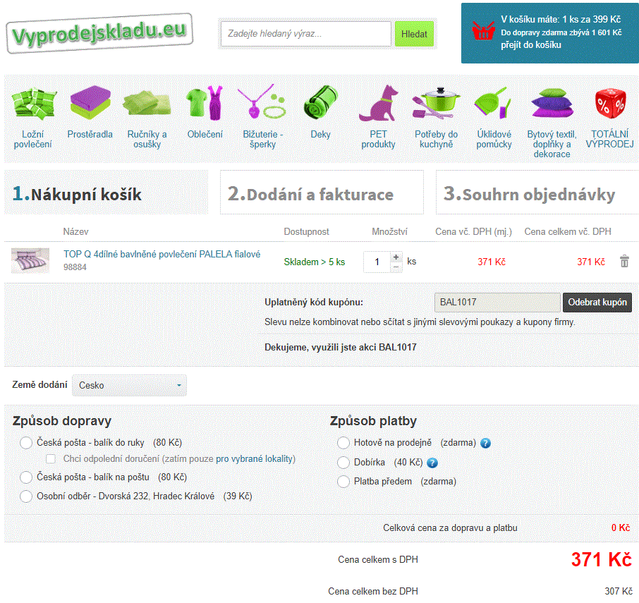 4dílné bavlněné povlečení výprodej
