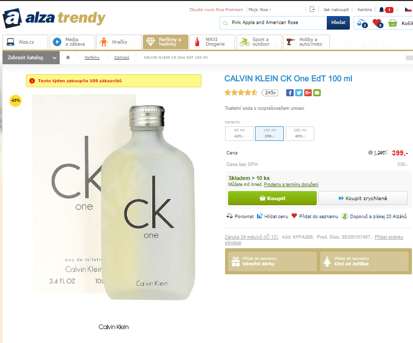 Calvin Klein CK One 100 ml