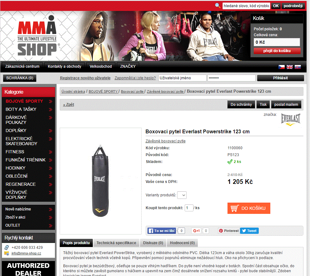 Boxovací pytel Everlast Powerstrike 123 cm