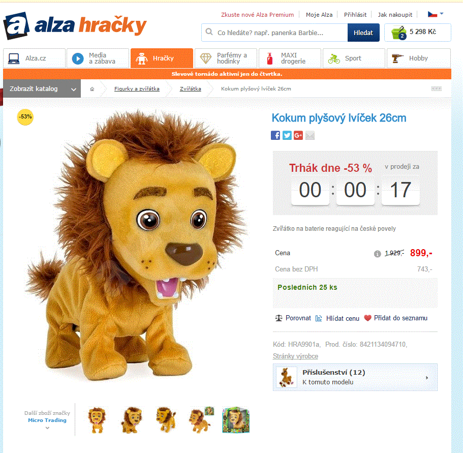 Interaktivní lvíček, 26 cm, čeština