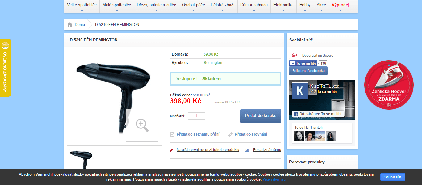 Fén Remington D 5210, ionizátor