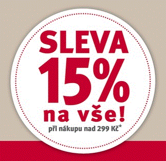 Sleva 15% při nákupu nad 299 Kč