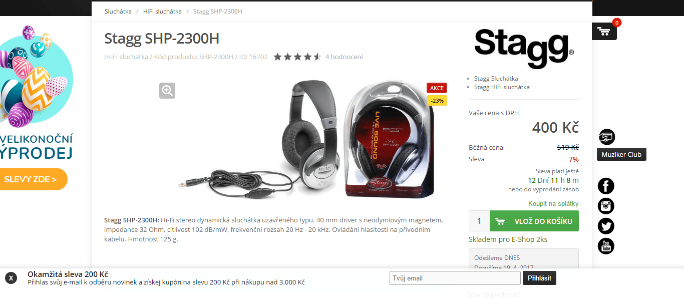 Sluchátka Stagg SHP 2300H
