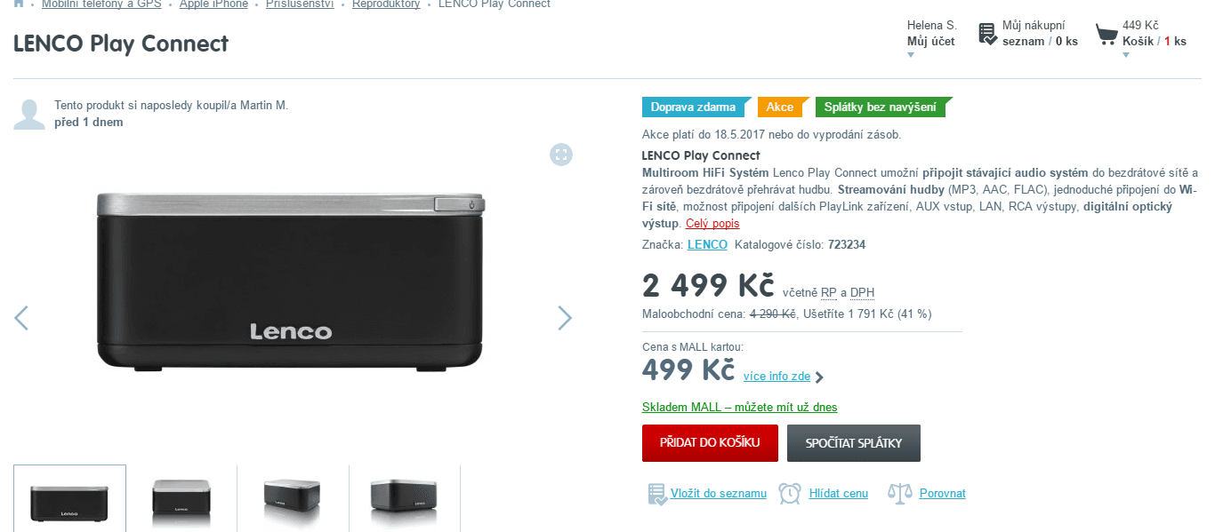 Bezdrátový receiver / streamer Lenco
