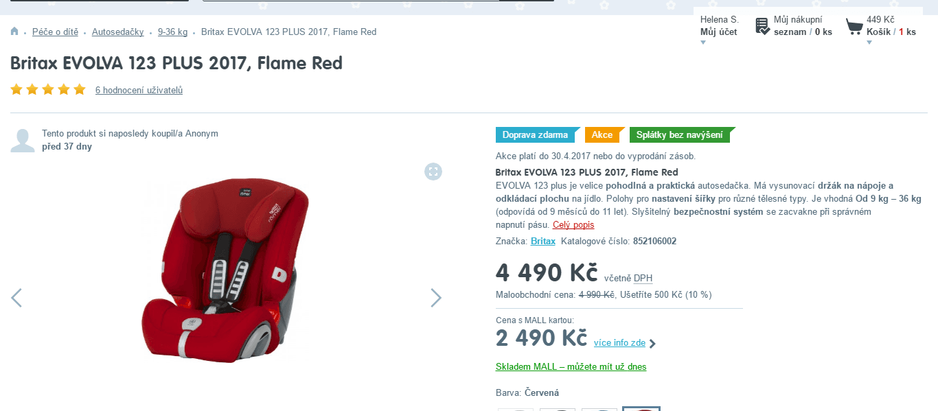 Autosedačka Römer Evolva, 9-36 kg