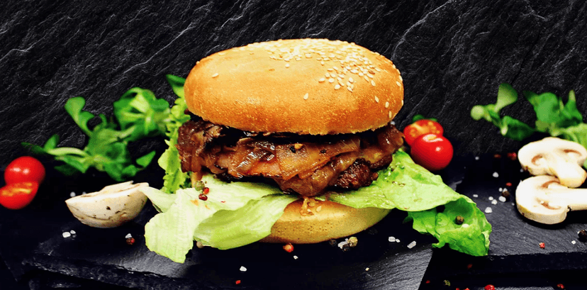 1× burger dle výběru + hranolky  + aztécký dresink