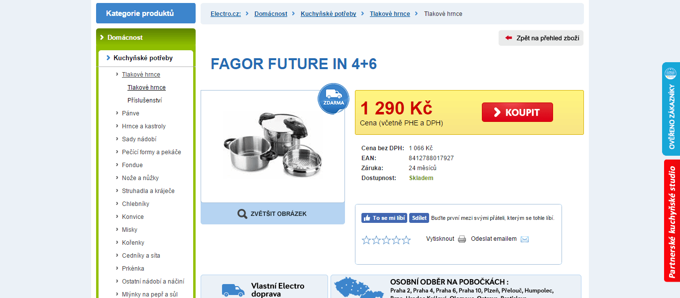 2 tlakové nádoby Fagor, 6+4 l. + pařák