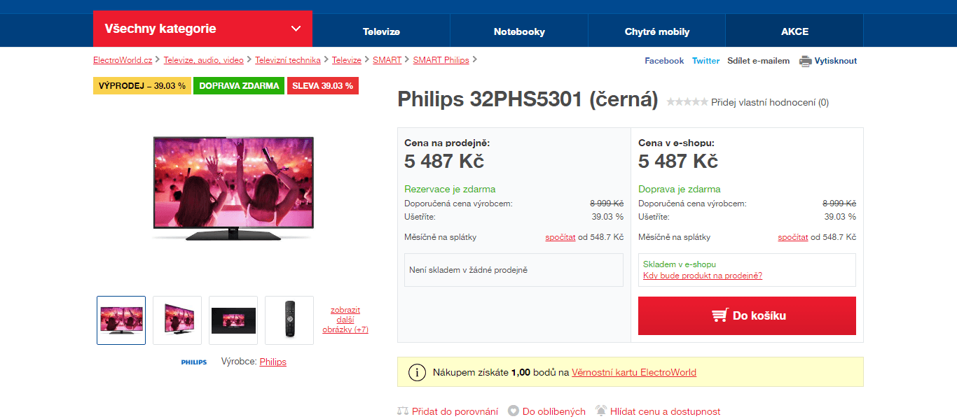 HD ready LED TV, Smart, 80 cm, Philips