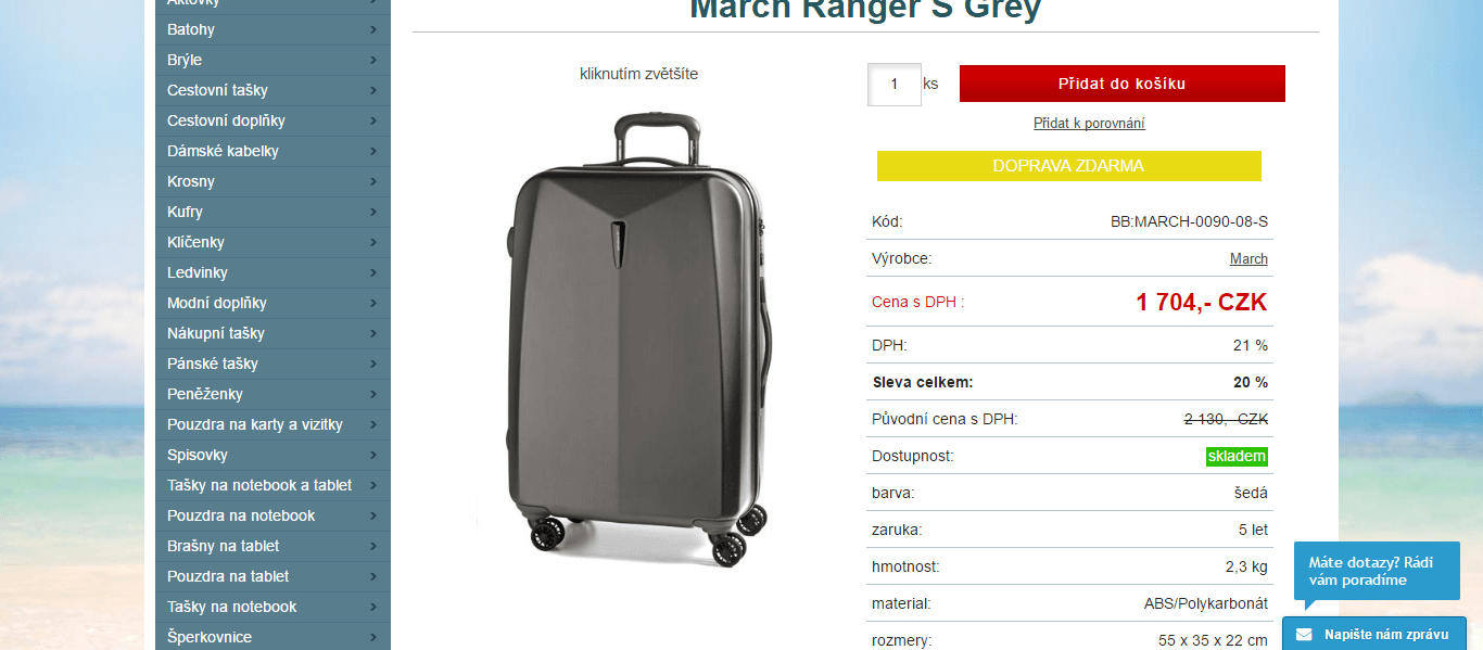 Kabinové zavazadlo March Ranger S Grey