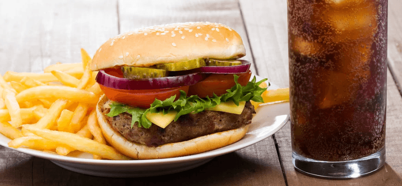 Burger dle výběru, hranolky a nápoj