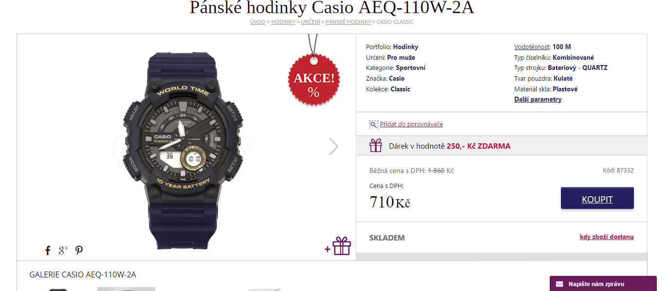 Pánské hodinky Casio AEQ 110W-2A