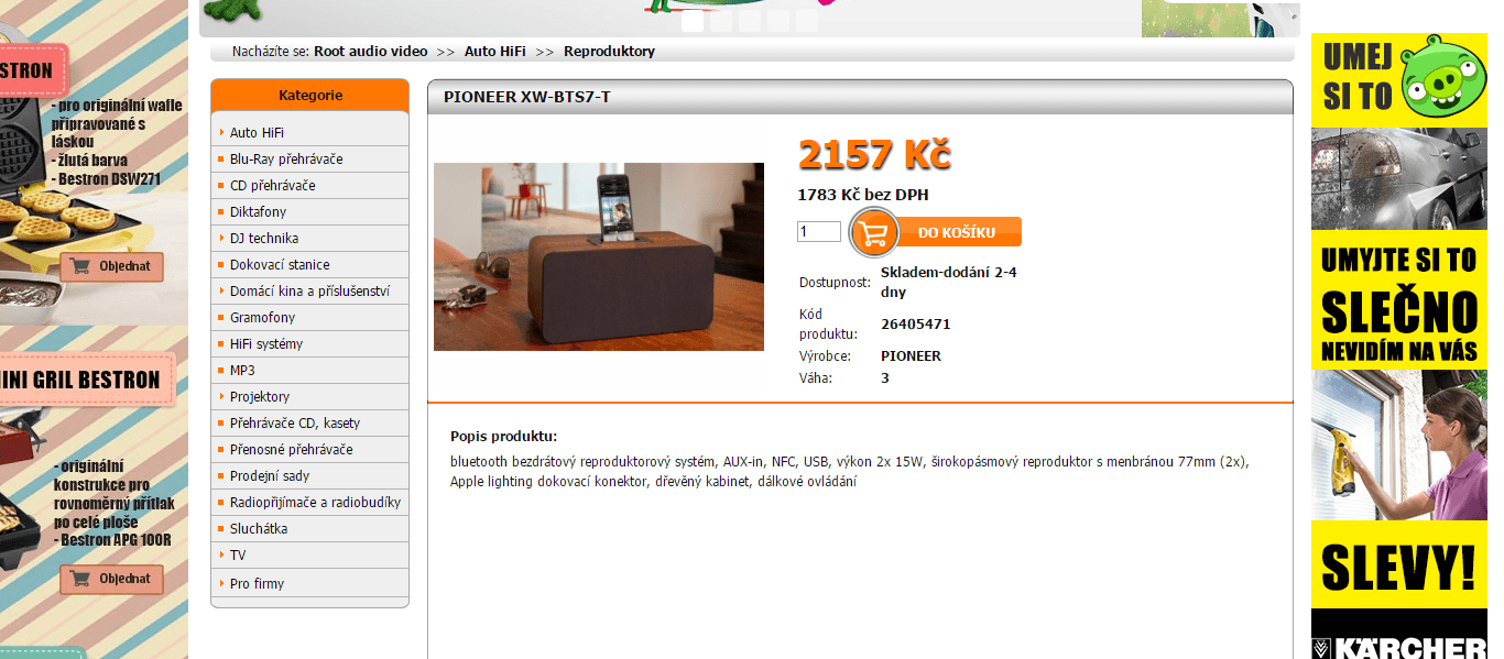 BT reproduktor Pioneer, Apple lighting 
