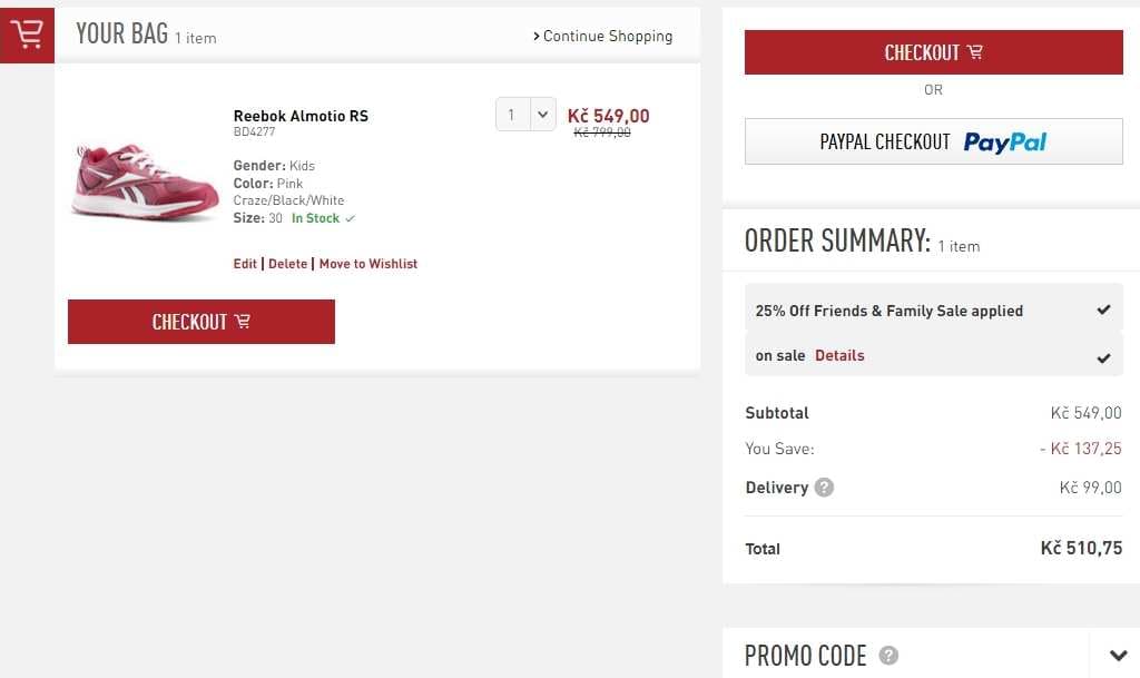 Reebok - sleva 25% na vše (i outlet)