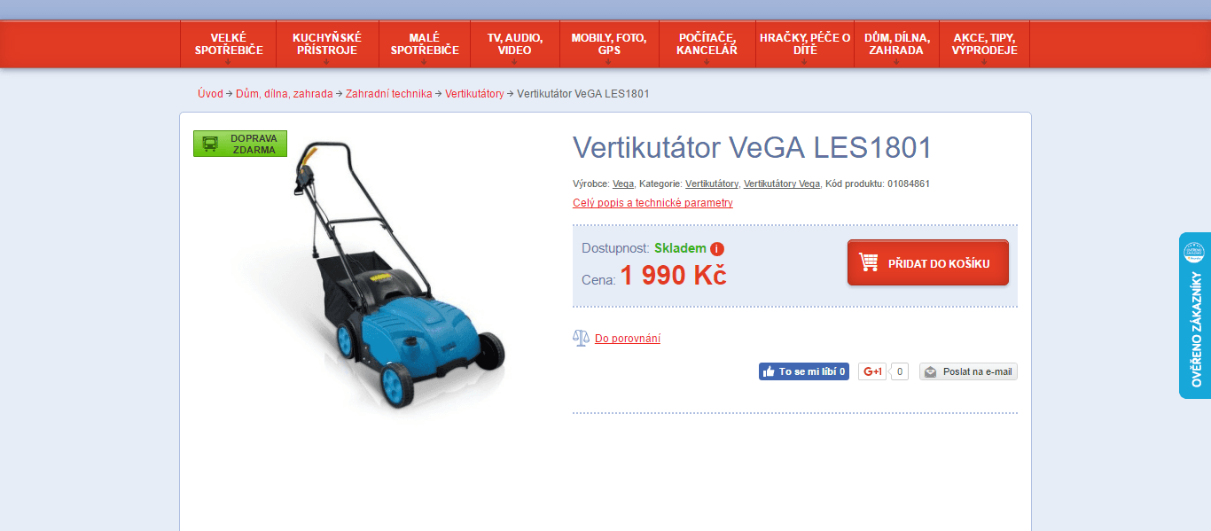Elektrický provzdušňovač trávníku VeGA