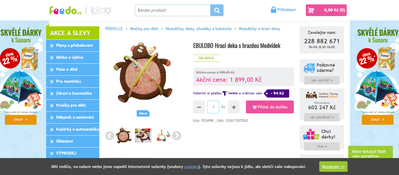 Hrací deka s hrazdou Ebulobo Medvídek