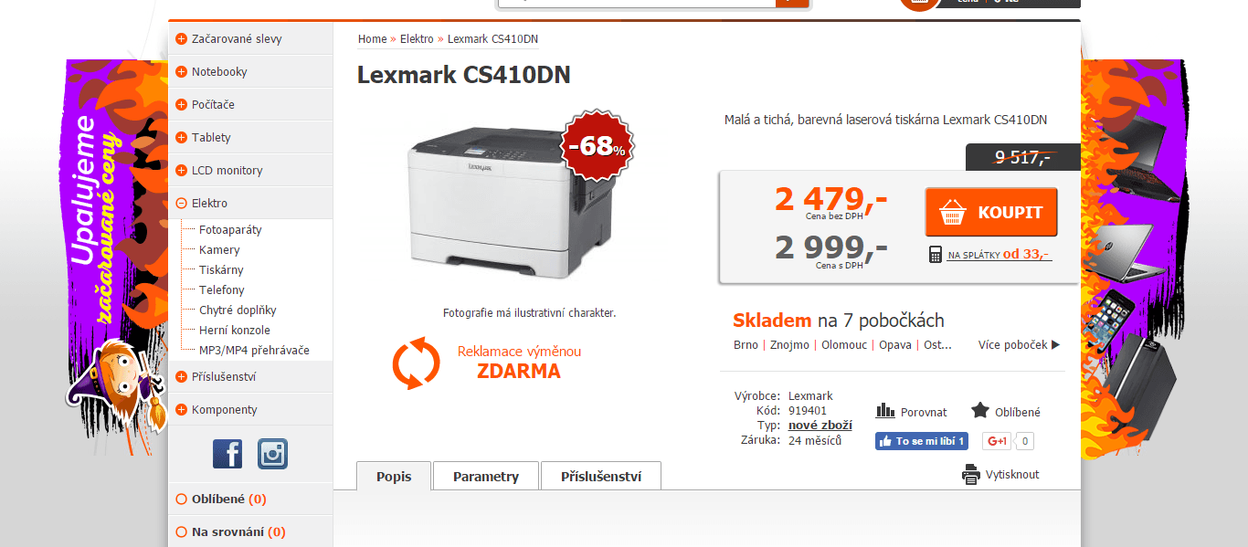 Laserová barevná tiskárna Lexmark 410dn