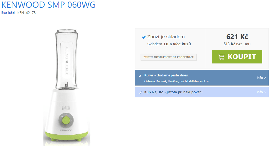 Mixér Kenwood + 2 láhve