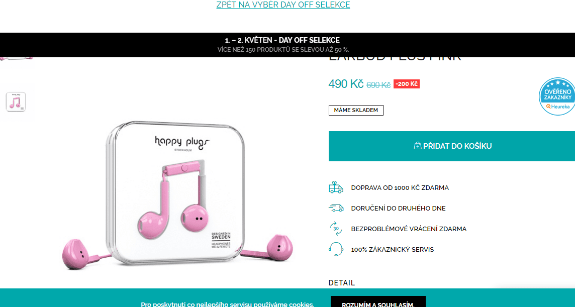 Happy Plugs Earbud Plus - růžová