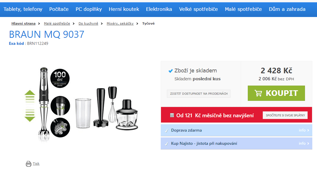 Ponorný mixér Braun MultiQuick 9