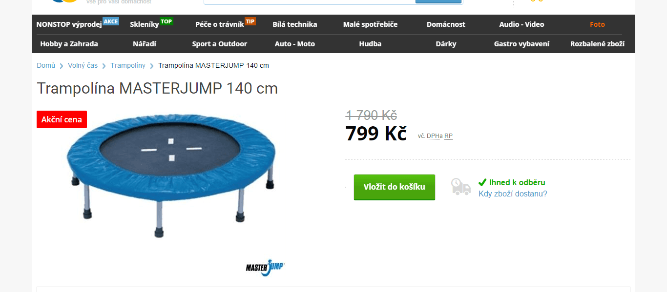 Trampolína MasterJump 140 cm