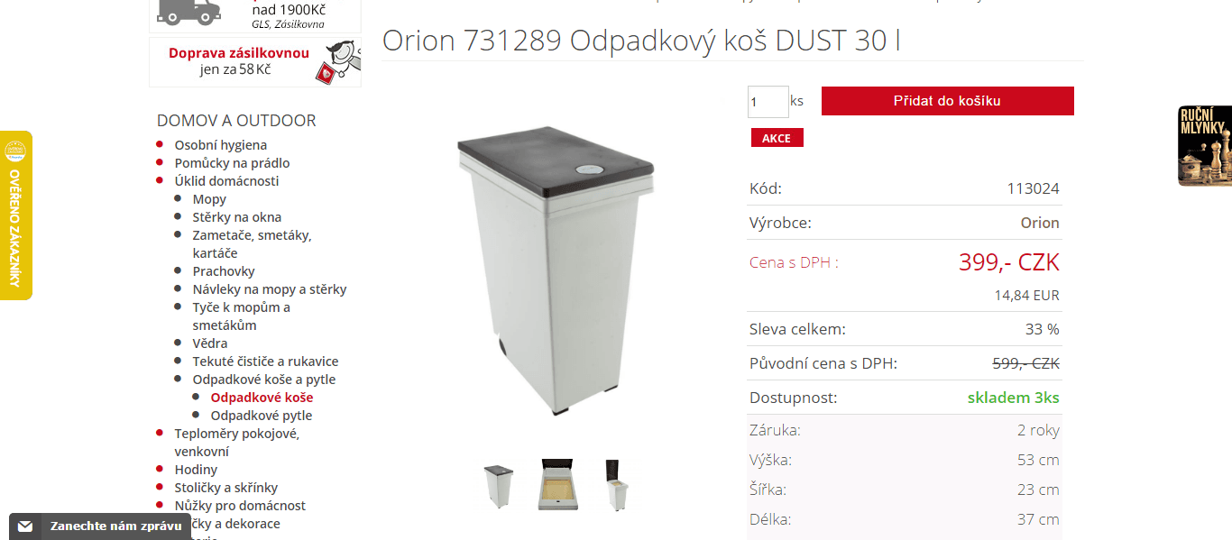 Dotykový odpadkový koš Dust, 30 litrů