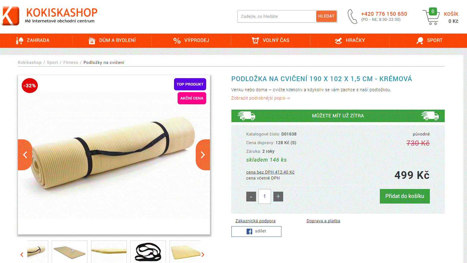 Podložka na cvičení - krémová