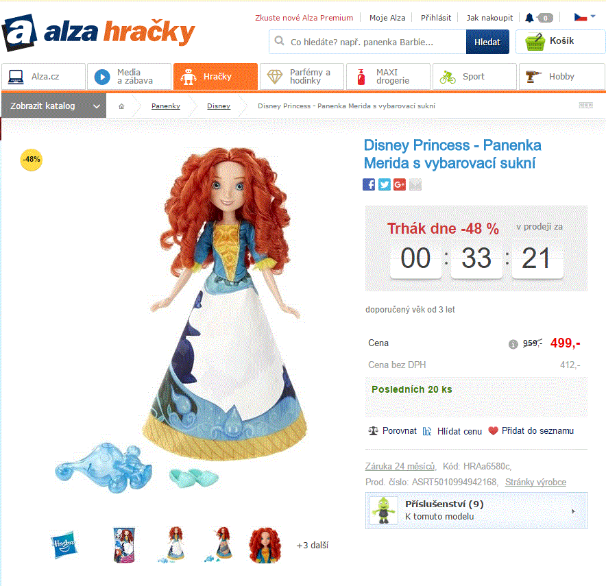 Disney panenka Merida s vybarovací sukní