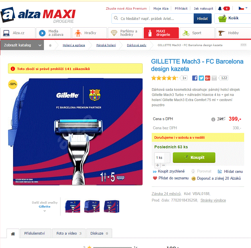 Gillette Mach3 FC Barcelona - dárková sada