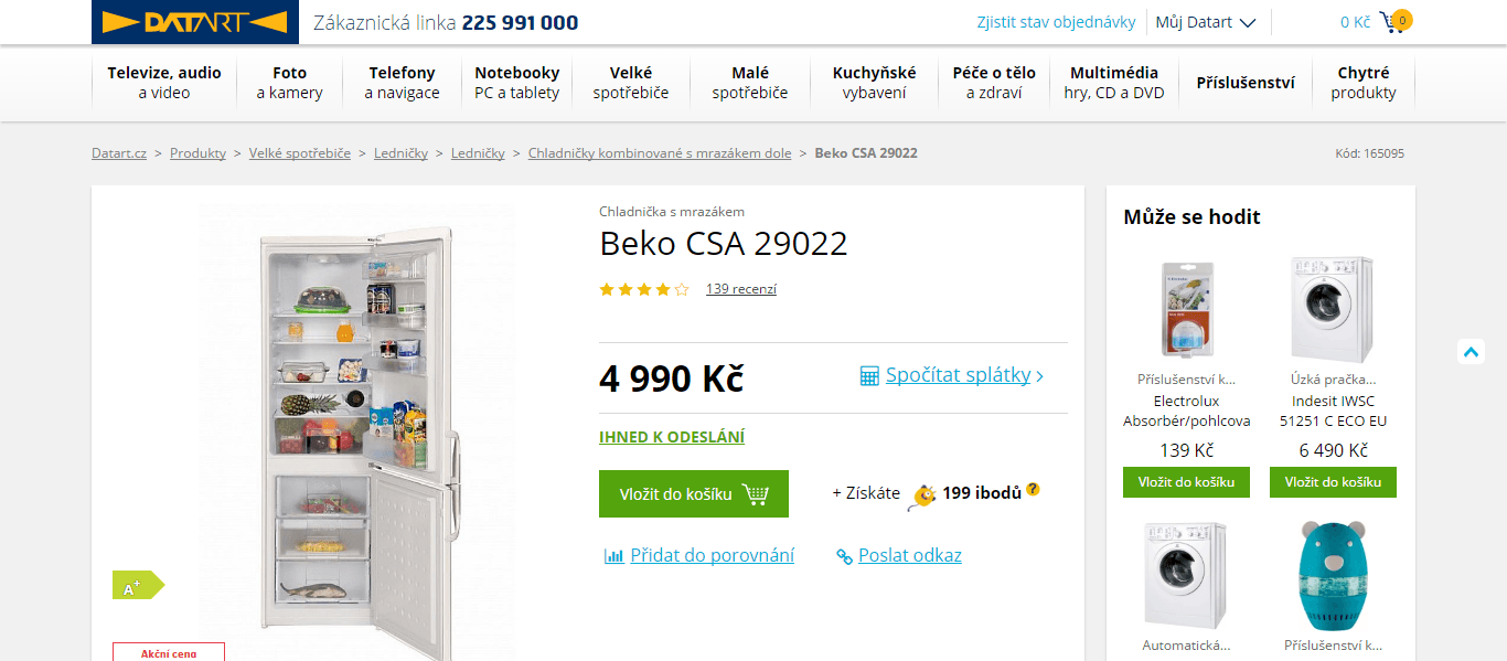 Lednice Beko, A+, nerez, tichá