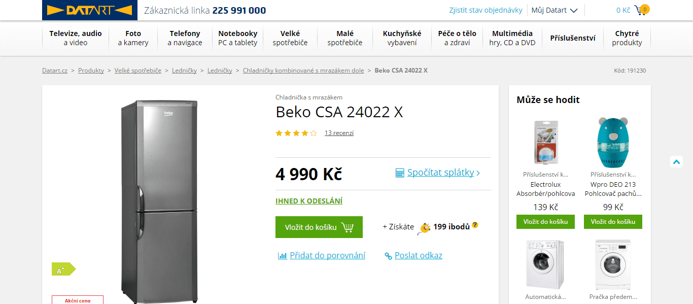 Nerez lednice Beko, A+, 153 cm