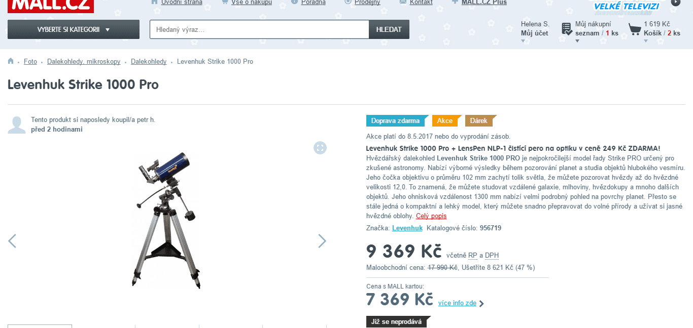 Teleskop Levenhuk Strike 1000 Pro