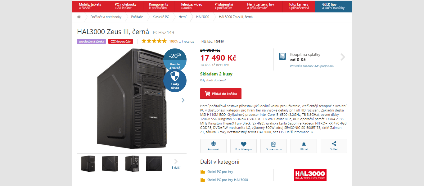 PC HAL, i5 až 3,6GHz, 8GB RAM, 4GB grafika