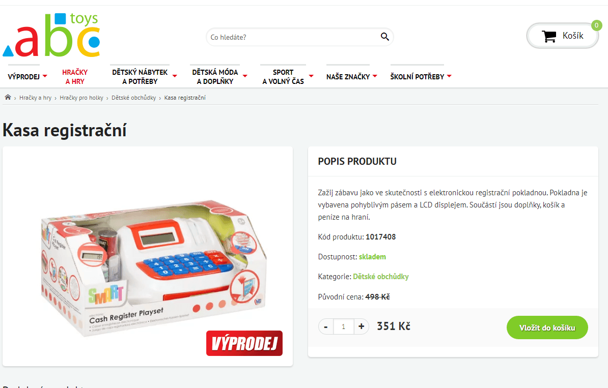 Dětská kasa registrační Halsall