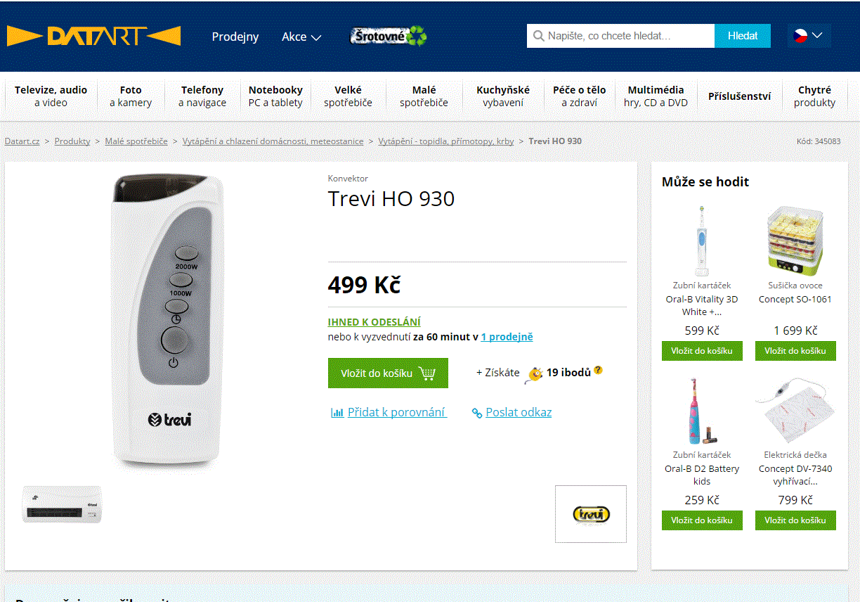Nástěnné keramické topidlo TREVI