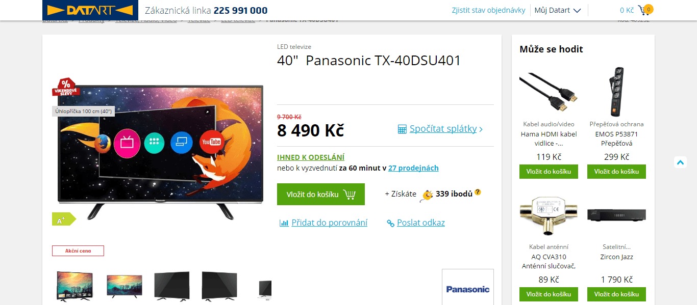 Full HD TV, Smart, 100 cm, Panasonic