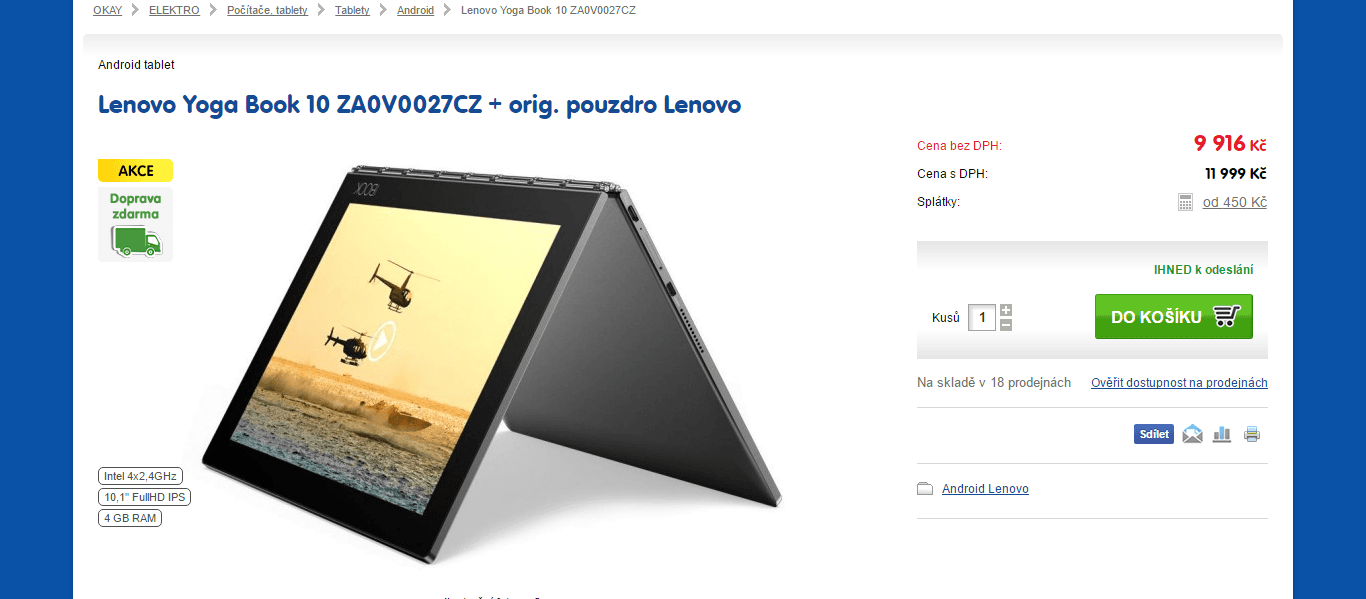 Lenovo Yoga, 4x 2,4GHz, 4GB RAM, 10,1"