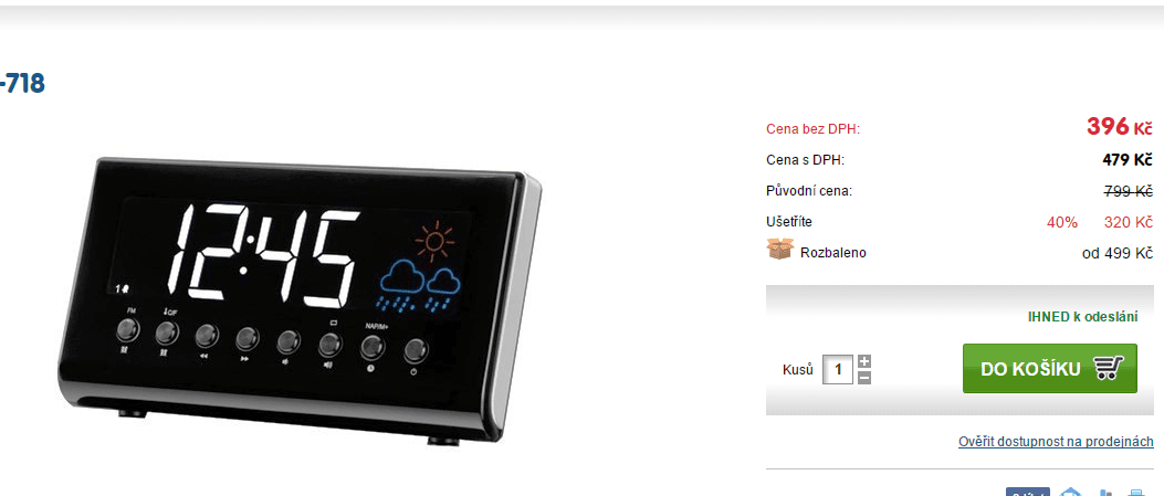 Rádiobudík Denver, teploměr