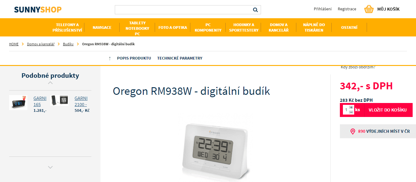 Digitální budík Oregon