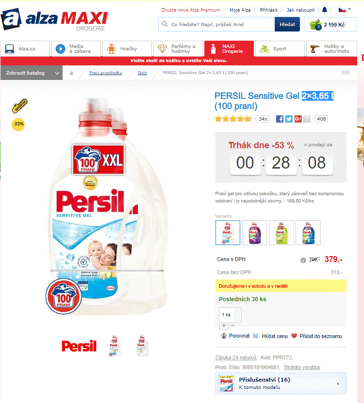 PERSIL Sensitive Gel 100 pracích dávek