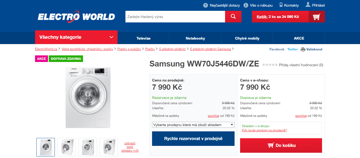 Pračka Samsung, 7kg, 1400 ot., A+++