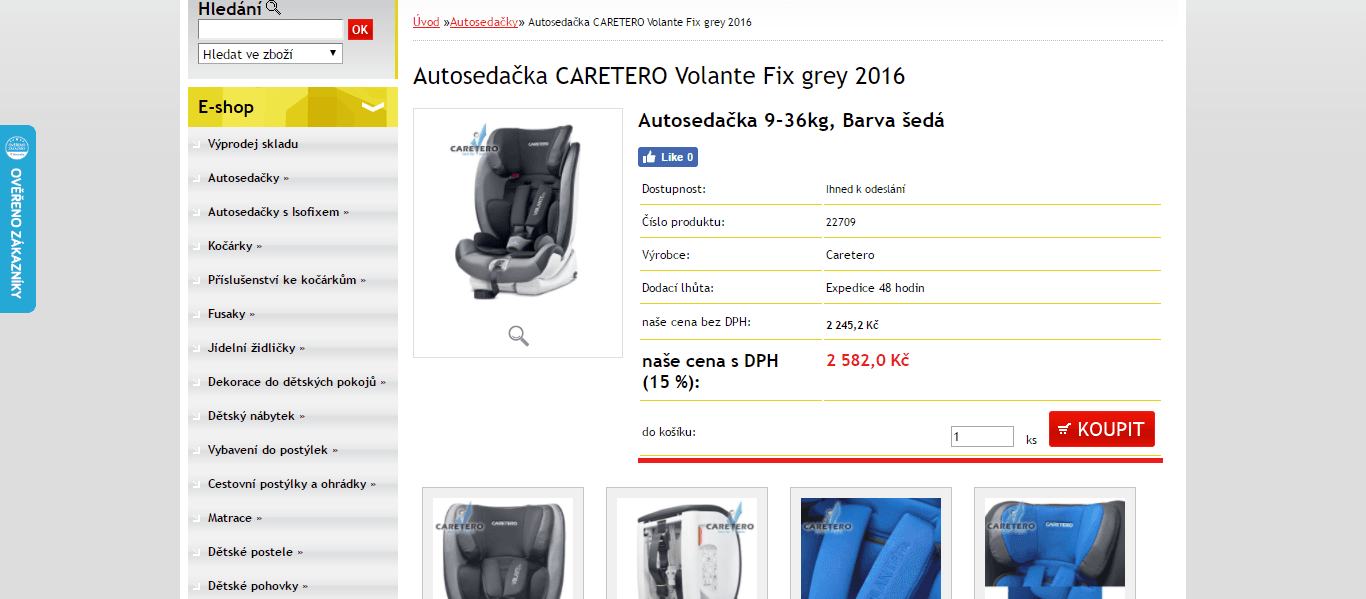 Autosedačka 9-36 kg Caretero Volante Fix 2016