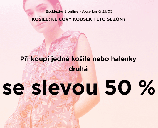 Sleva 50% na druhou košili nebo halenku