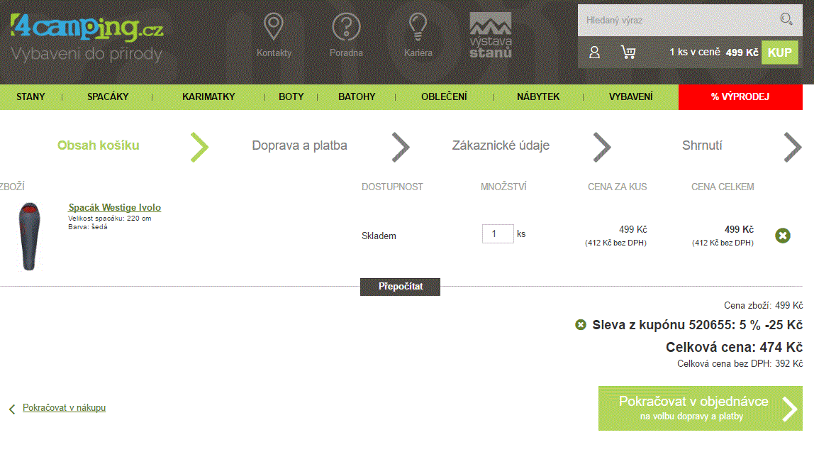 Spacák Westige Ivolo, mumie, -5 °C
