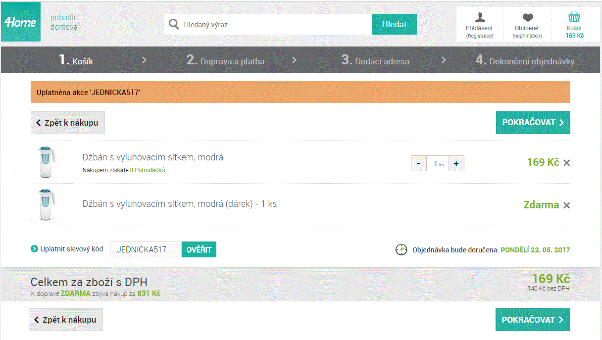 Džbán s vyluhovacím sítkem, 1,4 l 